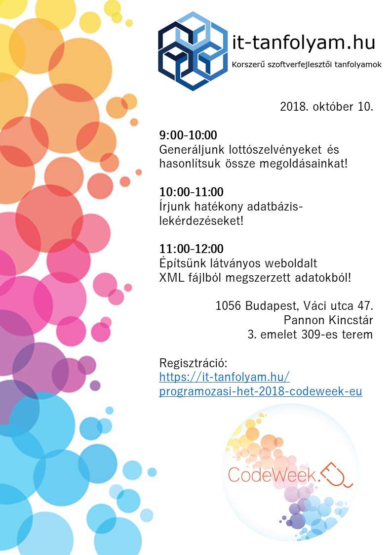 it-tanfolyam.hu - Programozási Hét 2018 CodeWeek.eu plakát
