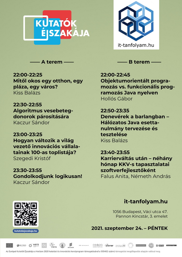 it-tanfolyam.hu Kutatók éjszakája 2021 plakát